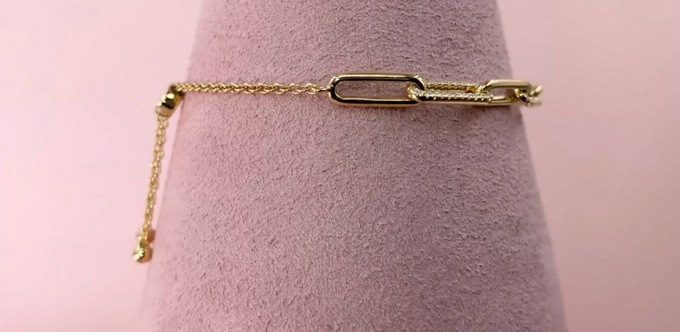 14K Gold 0.40 CT Diamond Paperclip Bolo Bracelet Certified Natural Round