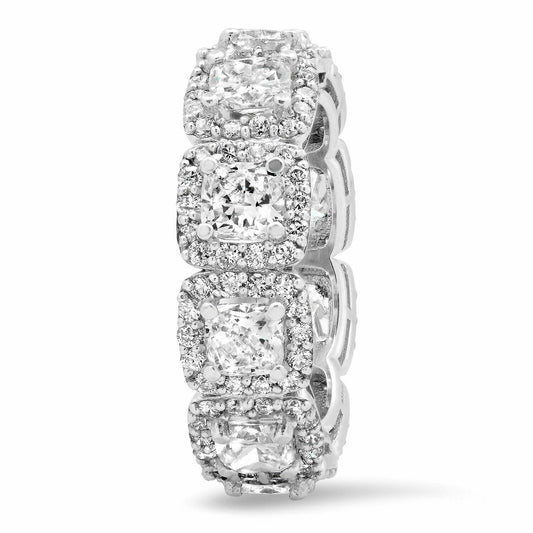 18K Gold 3.12 CT Cushion Diamond Eternity Ring Anniversary Band Natural Engagement