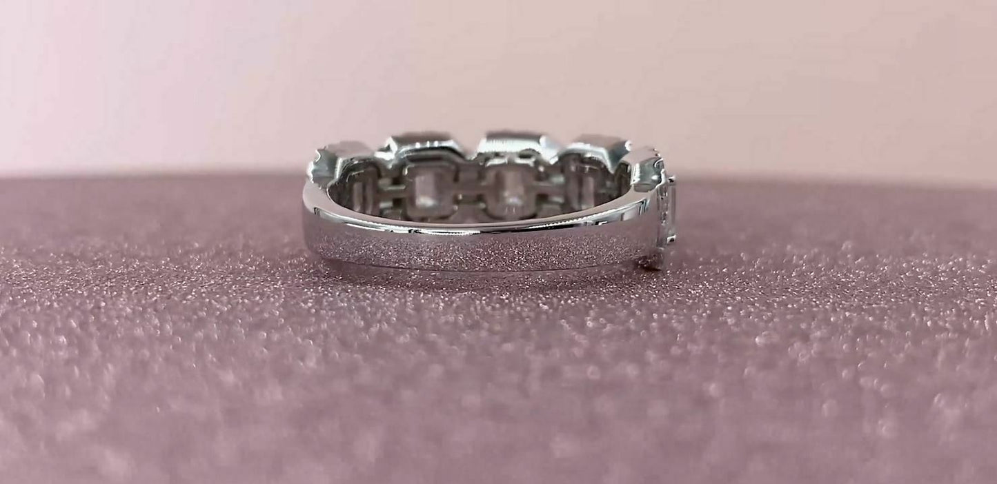 14K Gold 1.06 CT Emerald Cut Diamond Ring Engagement Anniversary Half Eternity