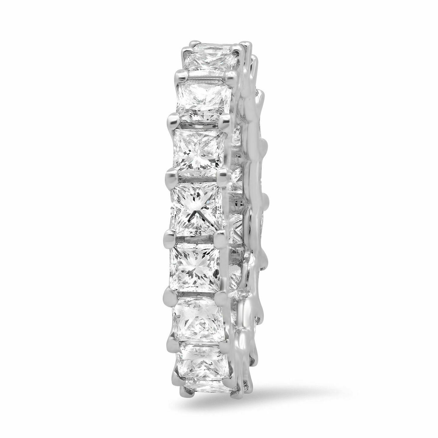 18K Gold 4.27 CT Princess Cut Diamond Eternity Ring Engagement Anniversary Wedding
