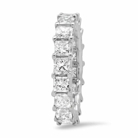 18K Gold 4.27 CT Princess Cut Diamond Eternity Ring Engagement Anniversary Wedding
