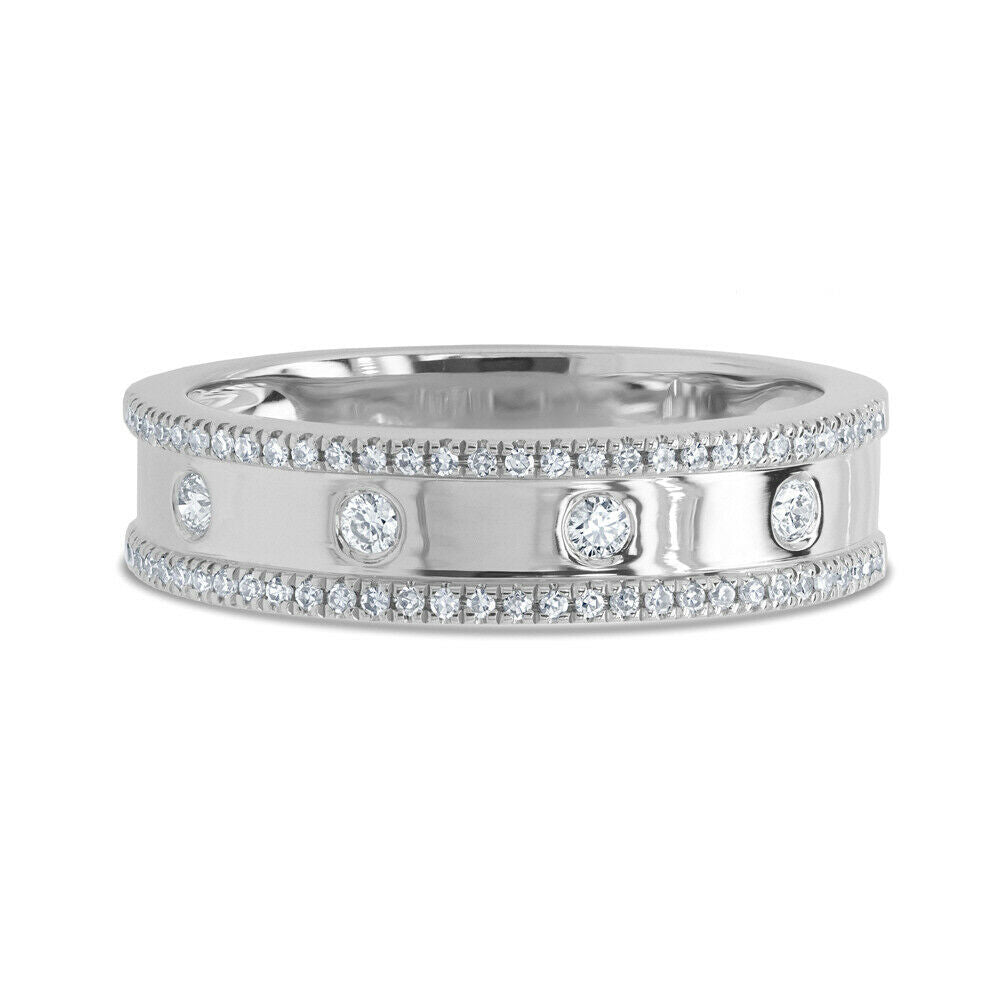 14K Gold 0.23CT  Women's Natural Round Cut Bezel Diamond Wedding Band Ring