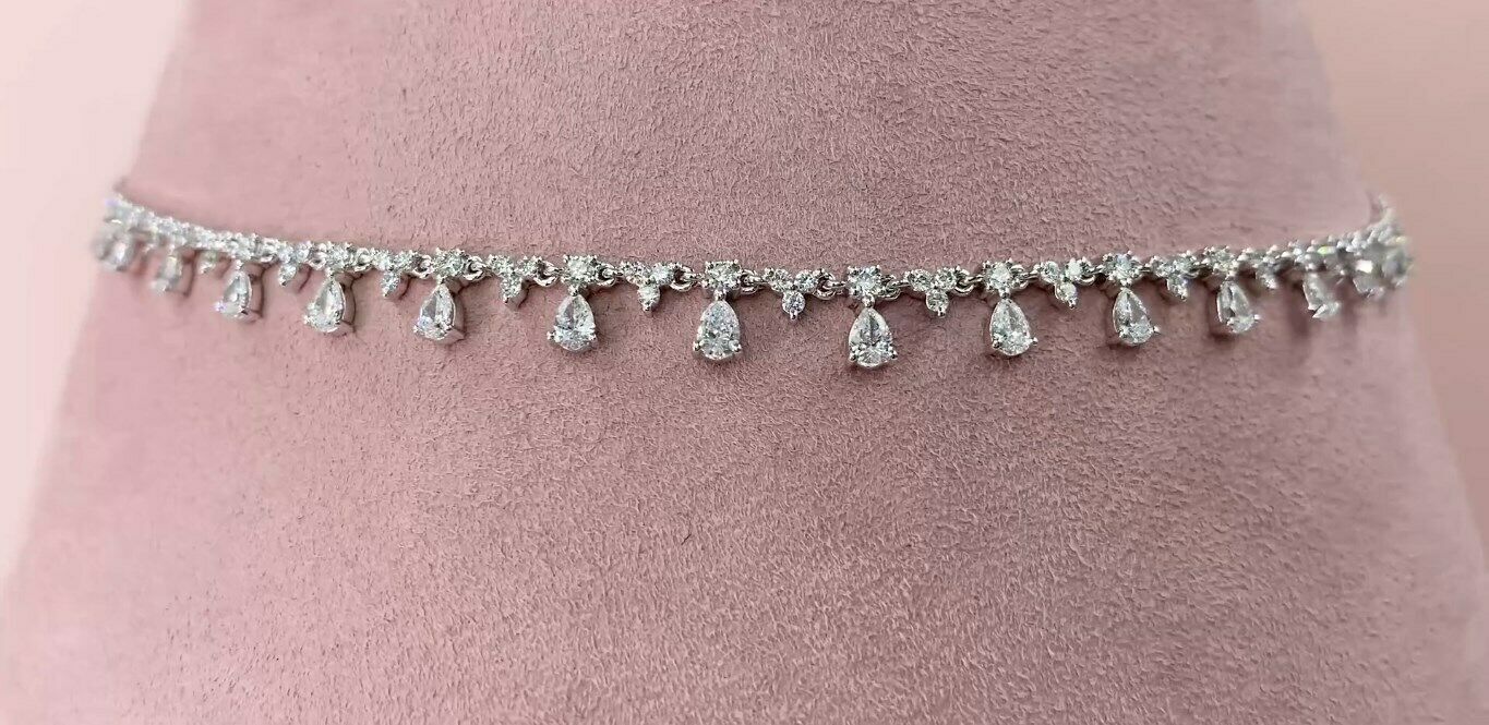 14K Gold 2.12CT Pear Cut Diamond Shaker Necklace Certified Natural Dangle