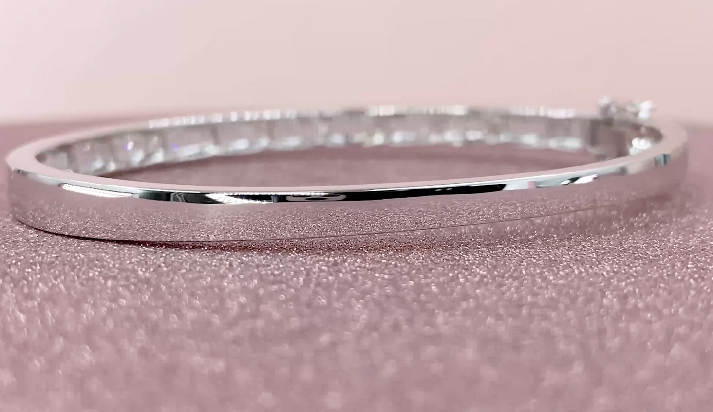 14K Gold 1.74 CT Baguette Diamond Channel Set Bangle Bracelet Natural Cut