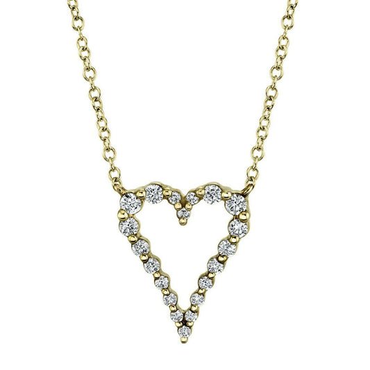 Floating Diamond Heart Pendant Necklace 14K White Gold 0.26CT Round Cut Natural
