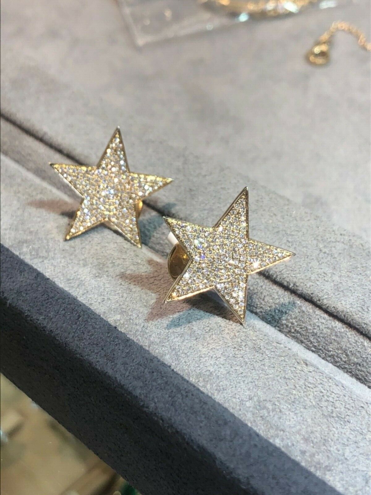 14K Gold 0.52CT Diamond Star Stud Earrings Round Cut Natural Jewelry