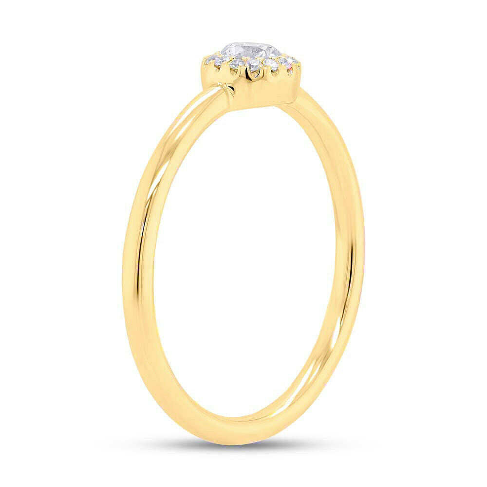 14K Gold 0.25 TCW Natural Round Cut Diamond Halo Solitaire Cocktail Ring