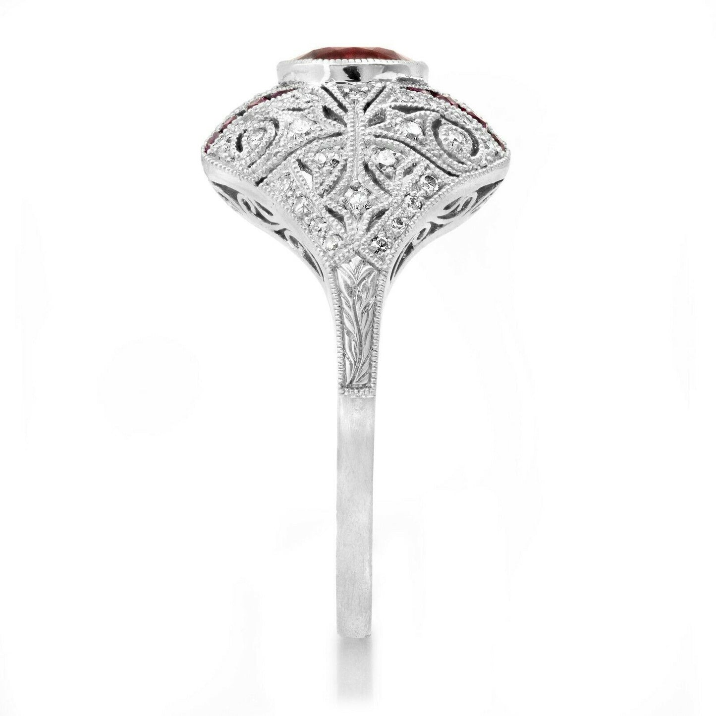 Art Deco Ruby And Diamond Platinum Engagement Ring GIA Certified