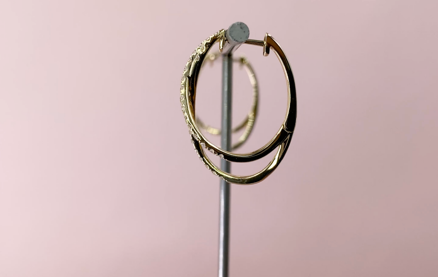 14k Gold 0.57 CT Diamond X Crossover Twist Hoop Earrings Natural Round Cut
