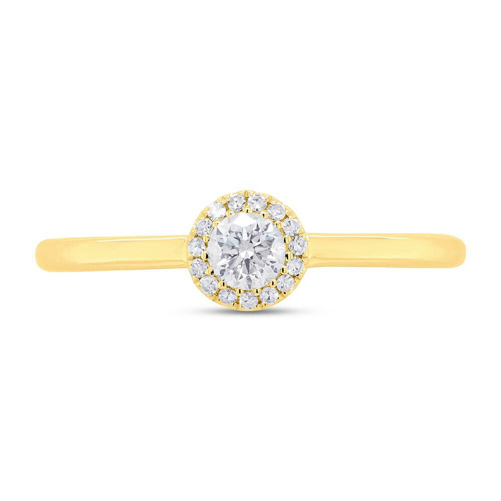 14K Gold 0.25 TCW Natural Round Cut Diamond Halo Solitaire Cocktail Ring