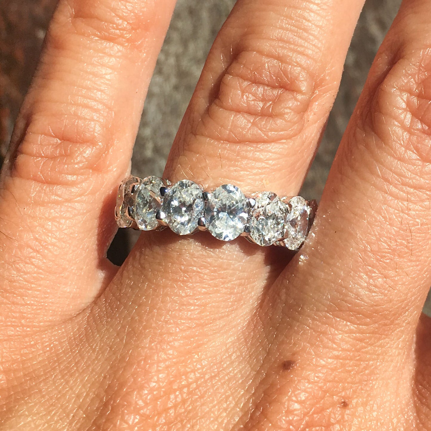 18K White Gold 7.30 CT Oval Diamond Eternity Ring Band Engagement Anniversary