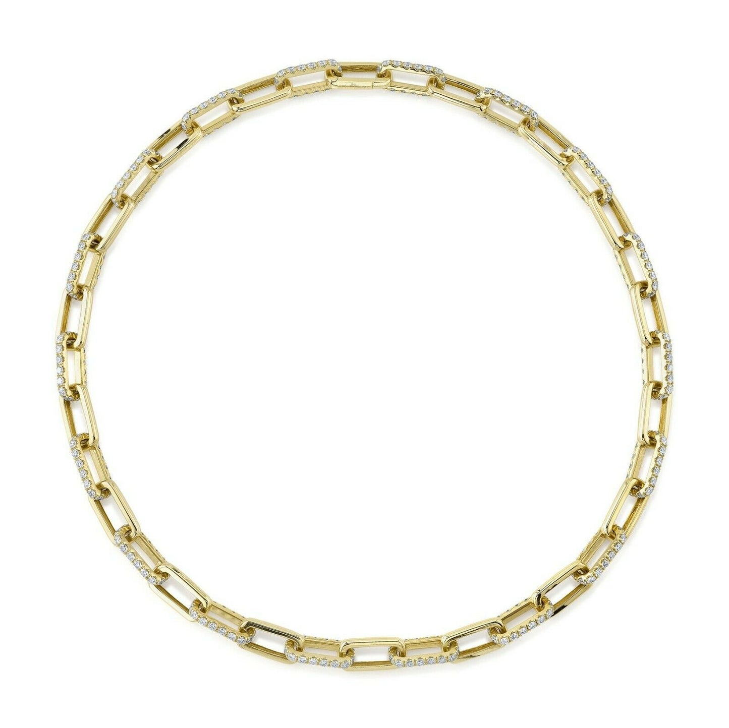 14K Gold 5.68CT Diamond Paper Clip Necklace Women's Natural Round Cut
