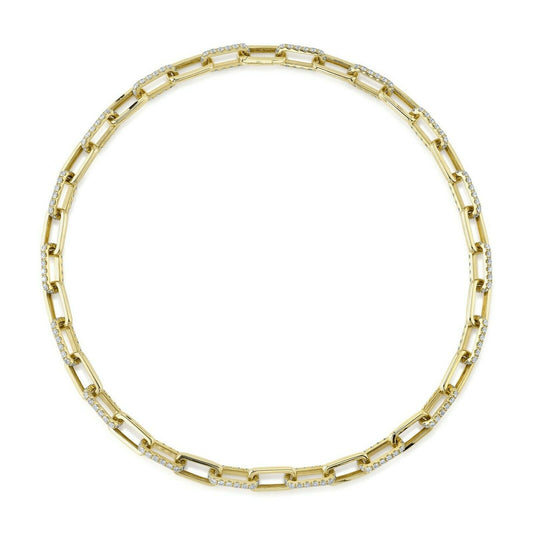 14K Gold 5.68CT Diamond Paper Clip Necklace Women's Natural Round Cut