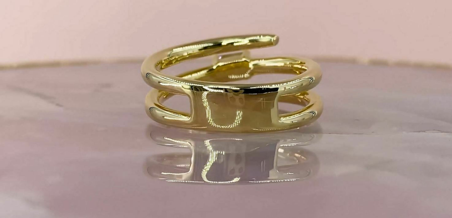 14K Gold 0.88 CT Emerald Cut Diamond Spiral Swirl Ring Natural Right Hand