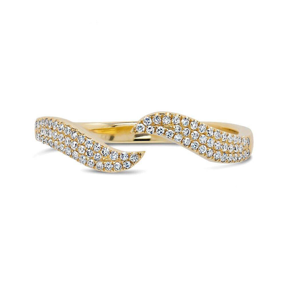 14K Gold 0.17CT Diamond Claw Ring Round Pave Open Minimalist Natural