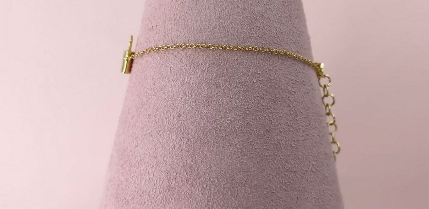 14K Gold 0.03 CT Love Diamond Lock Heart Bracelet Charm Natural Round Cut