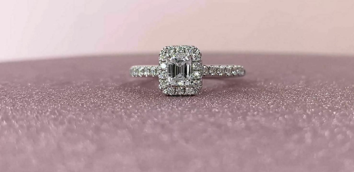 14K Gold 0.74 CT Emerald Cut Diamond Engagement Ring Solitaire Certified