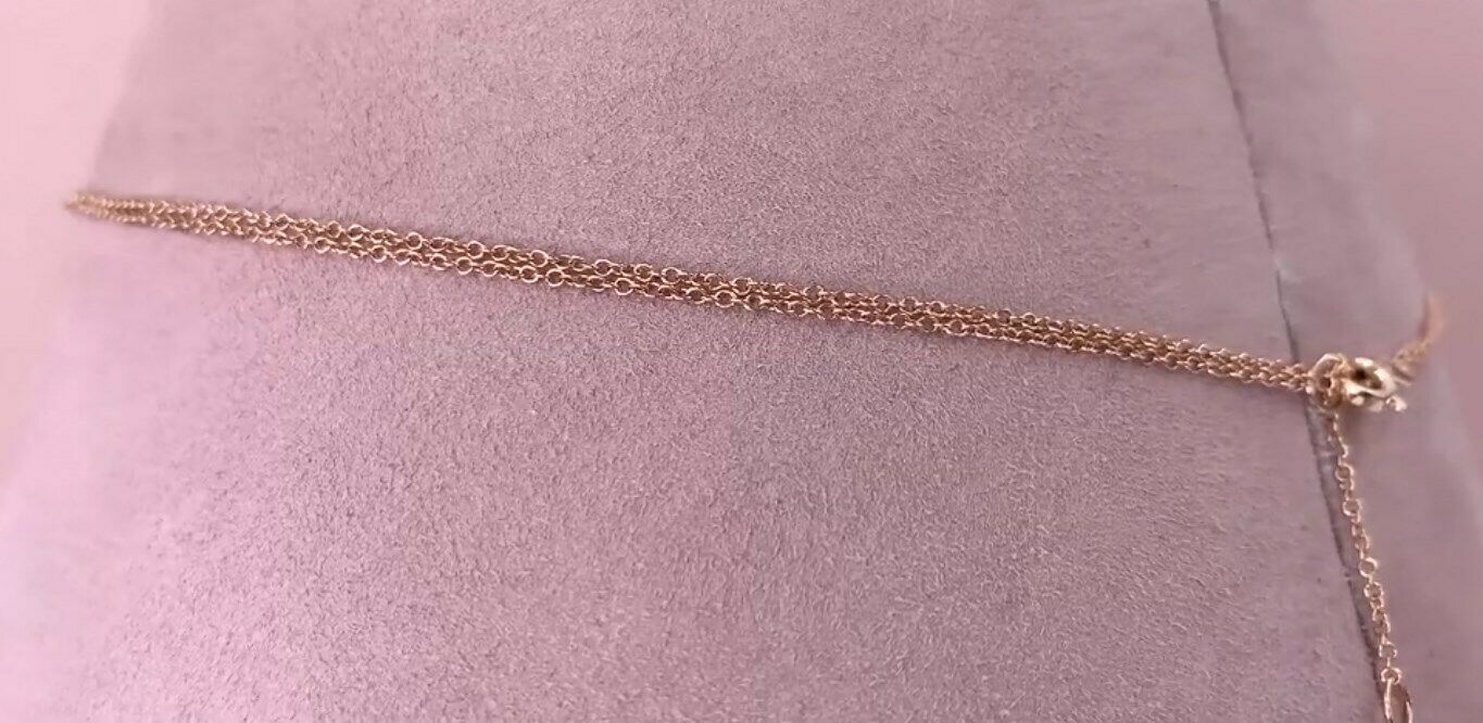 14K Gold 0.56 CT Diamond Necklace 2 Double Chain Minimalist Round Natural