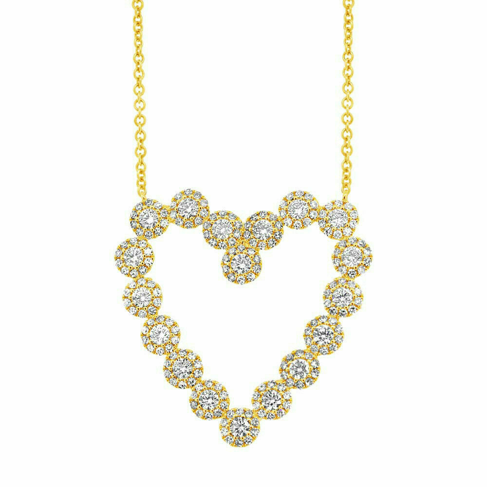 14K Gold 1.14 CT Diamond Heart Necklace Round Cut Pendant Women Natural