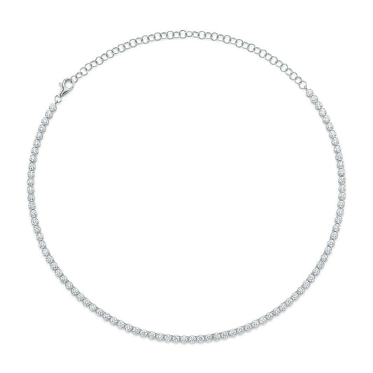 14K Gold 7.12 CT Diamond Tennis Necklace Crown Setting Round Cut Natural