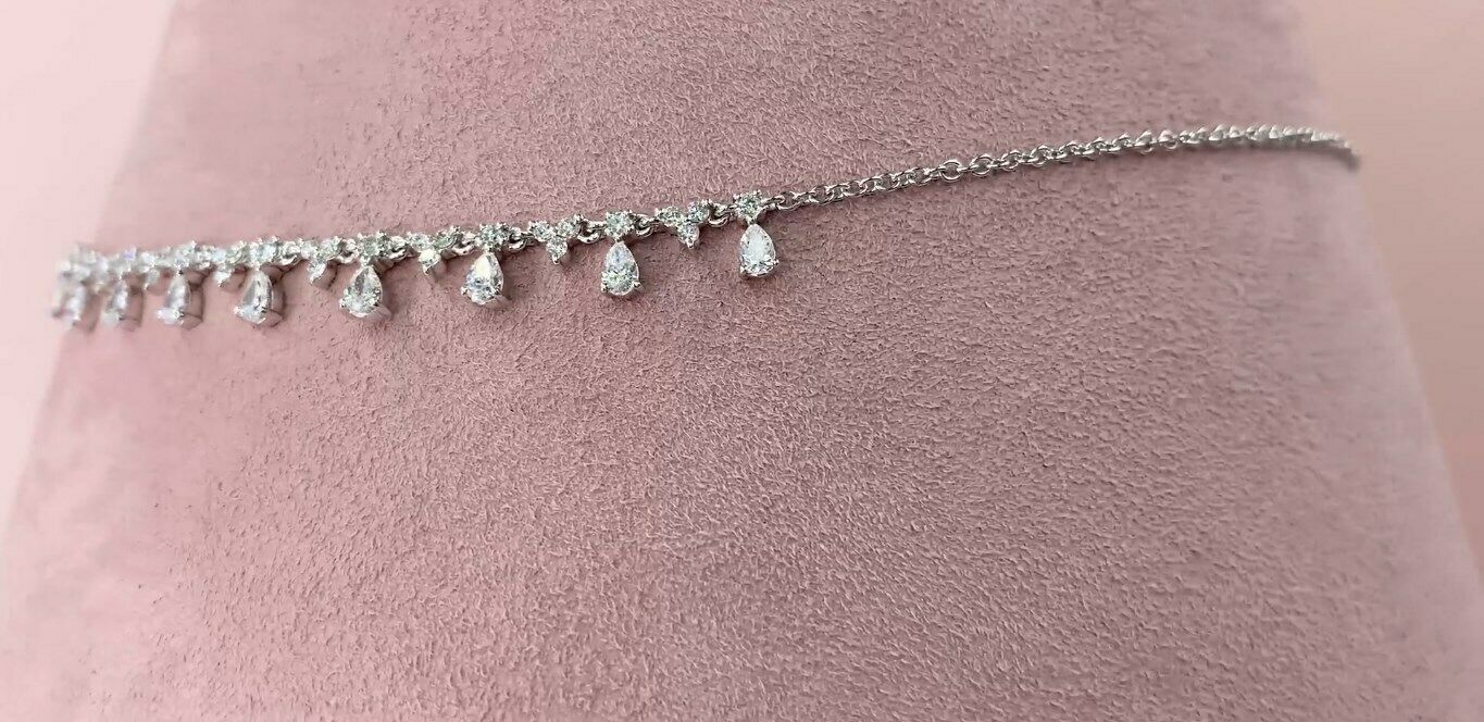 14K Gold 2.12CT Pear Cut Diamond Shaker Necklace Certified Natural Dangle