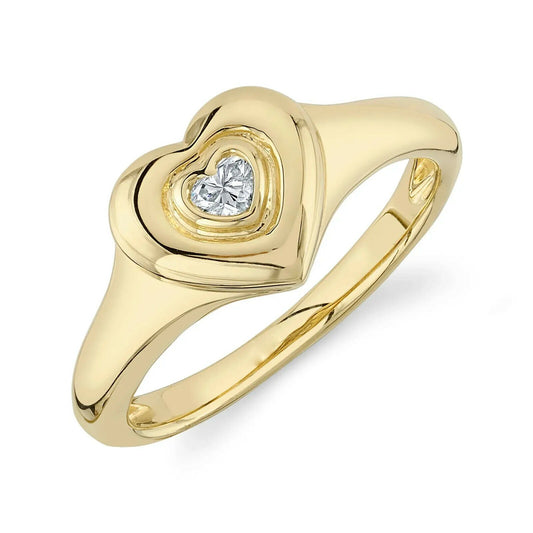 14K Gold 0.11 CT Diamond Heart Cut Ring  Bezel Set Cocktail Fashion Love
