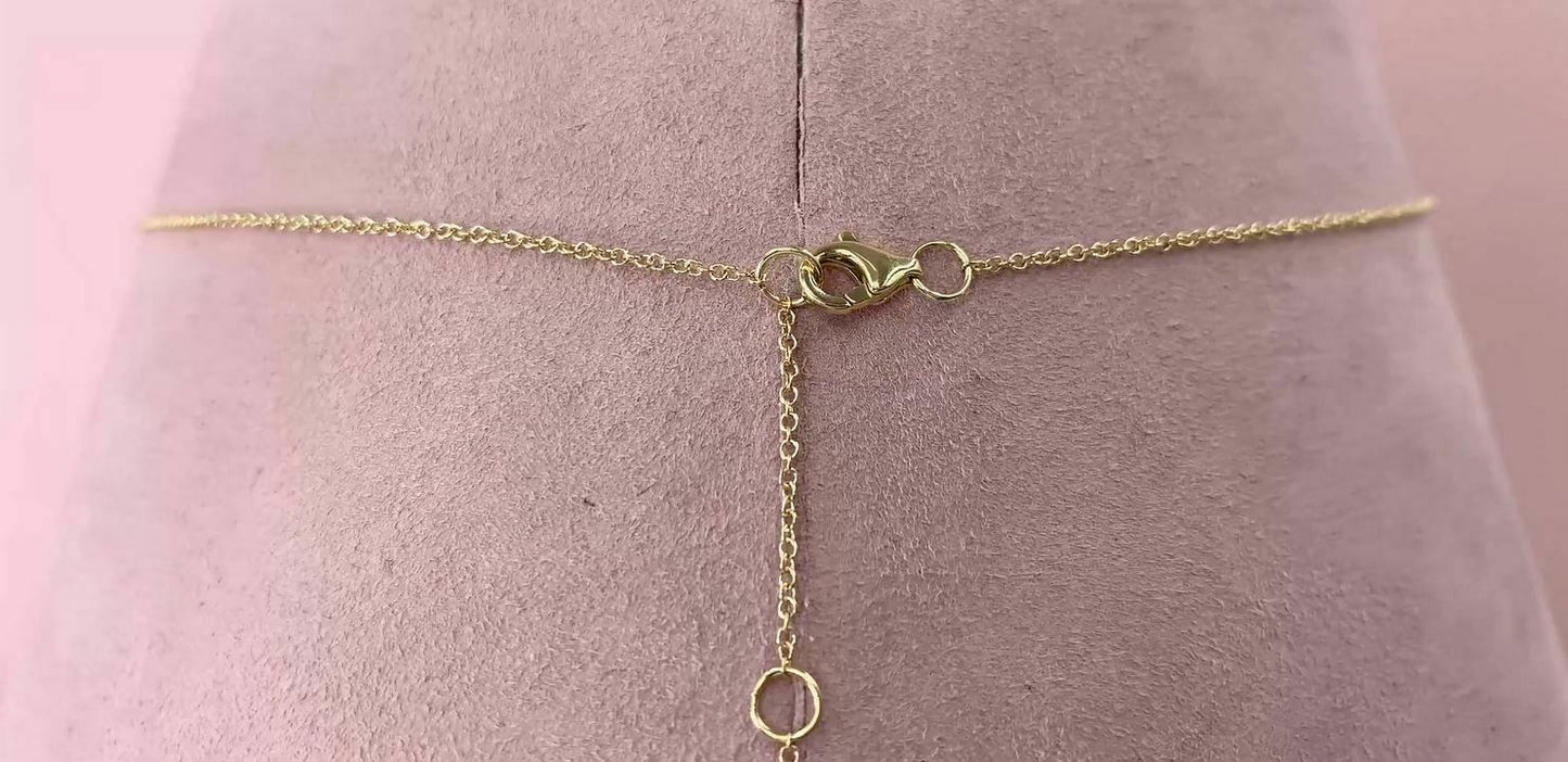 Small Diamond Cross Pendant Necklace 14K Yellow Gold Pave 0.05CT Round Cut