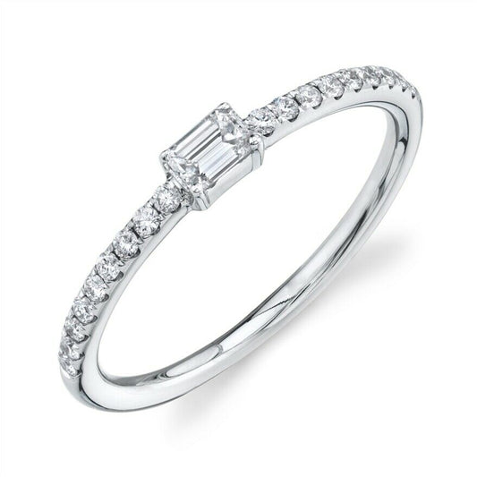 14K Gold 0.18 CT Baguette Diamond Stackable Ring Band Women's Statement Natural