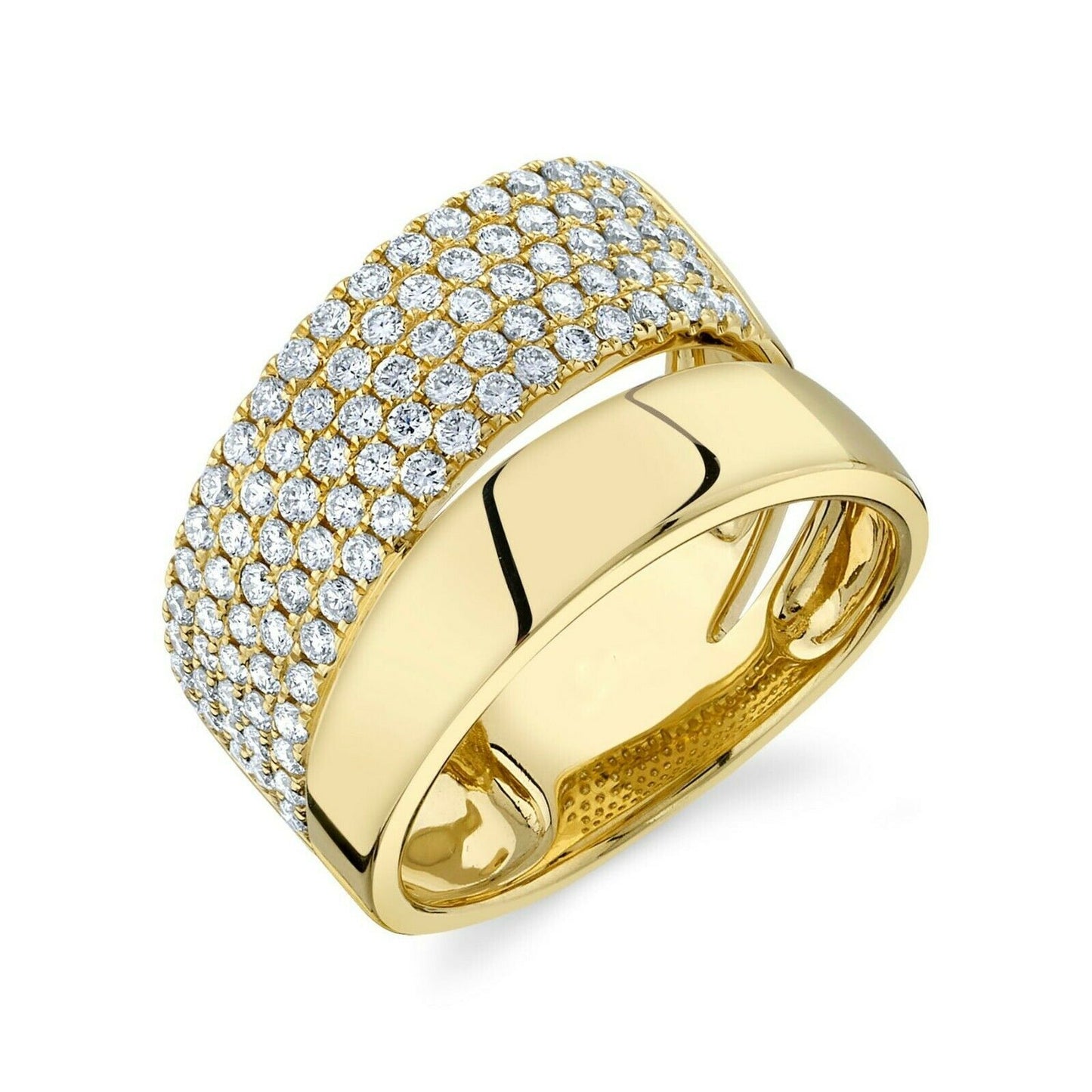 14K Gold 1.03CT Diamond Pave Cocktail Ring Right Hand Wide Statement