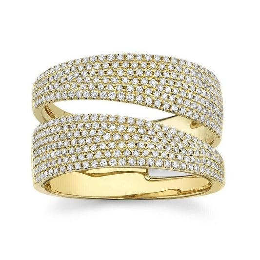 14K Gold 0.80CT Diamond Bypass Wrap Ring Statement Open Cocktail Natural