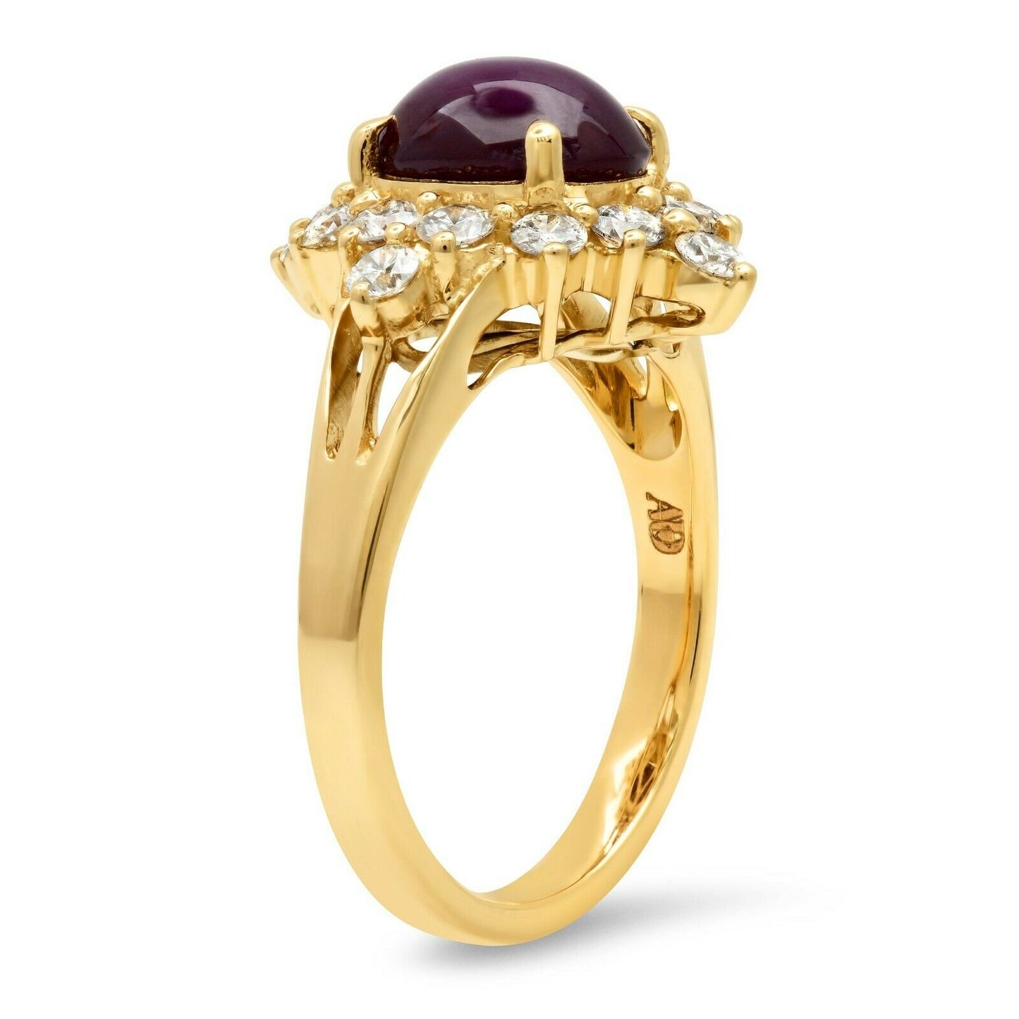 14K Gold 3.33TCW Natural Handmade 6 Star Asterism Star Ruby Diamond Ring