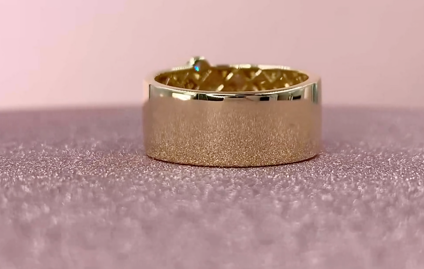 14k Gold 0.26 CT Diamond Floating Bezel Wide Band Ring Natural Round Cut