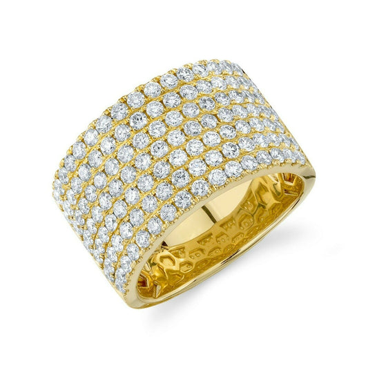 14K Gold 2.13CT Wide Diamond Pave Band Ring Womens Round Cut