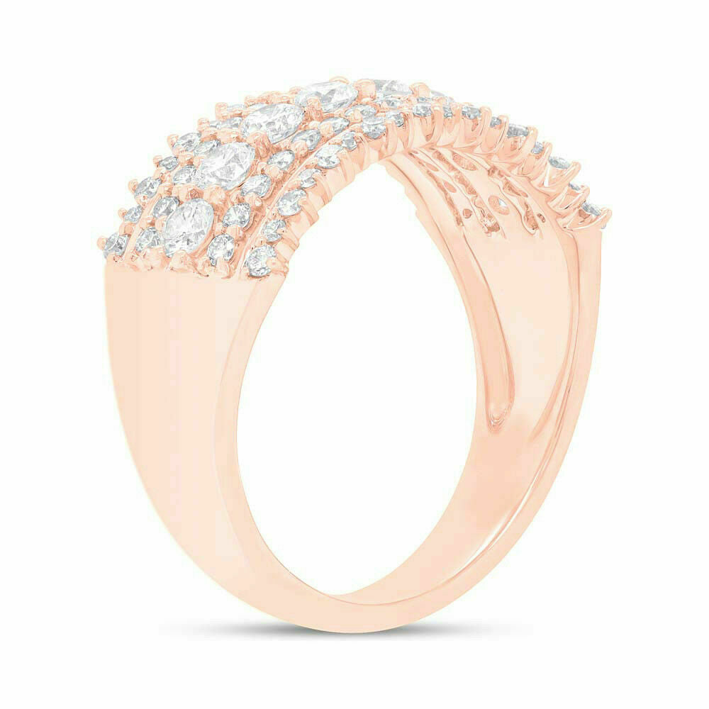 14K Gold 1.00 CT Diamond Band Wide Cocktail Ring Natural Round Anniversary