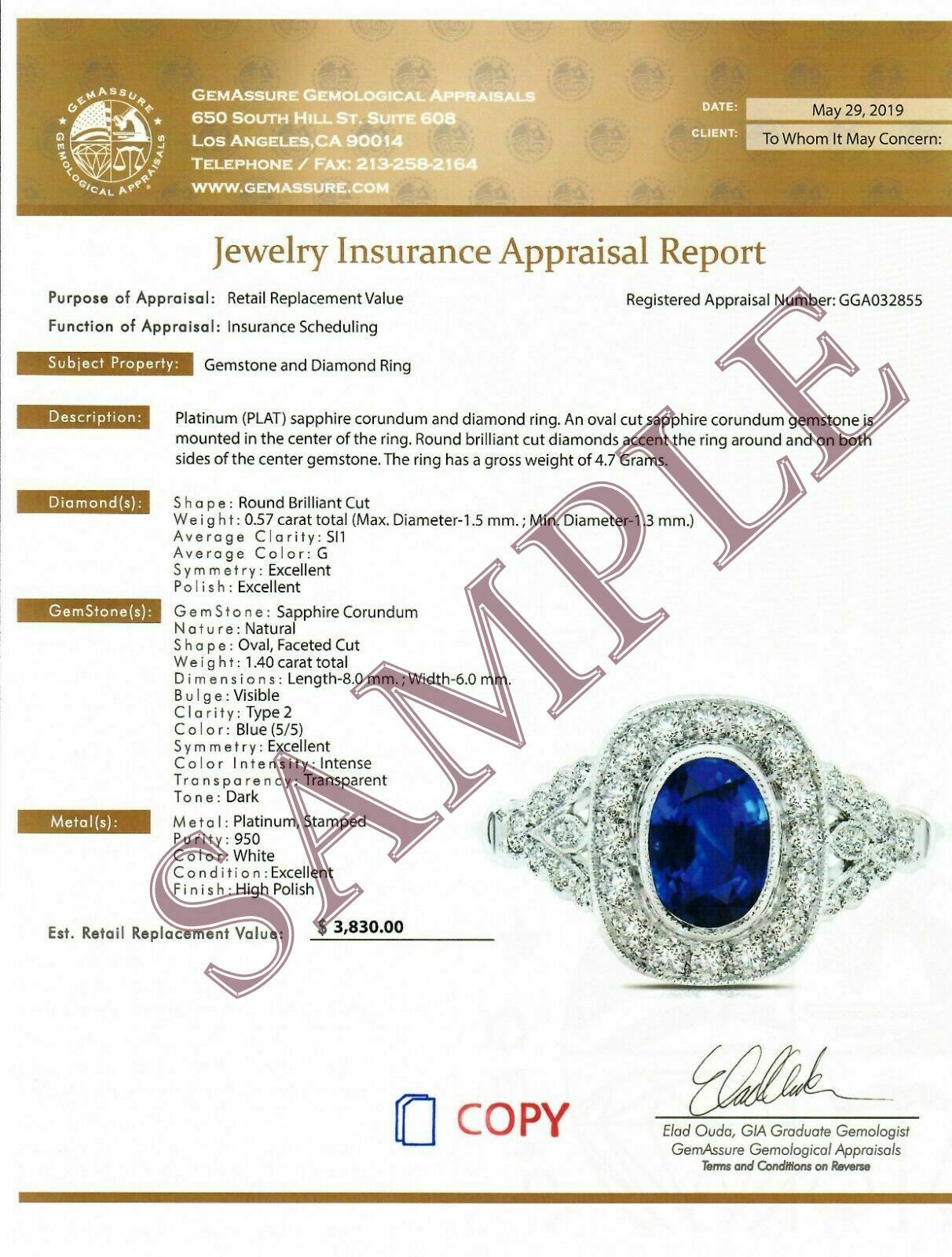 Art Deco Fancy Cut Blue Sapphire Diamond Platinum Ring