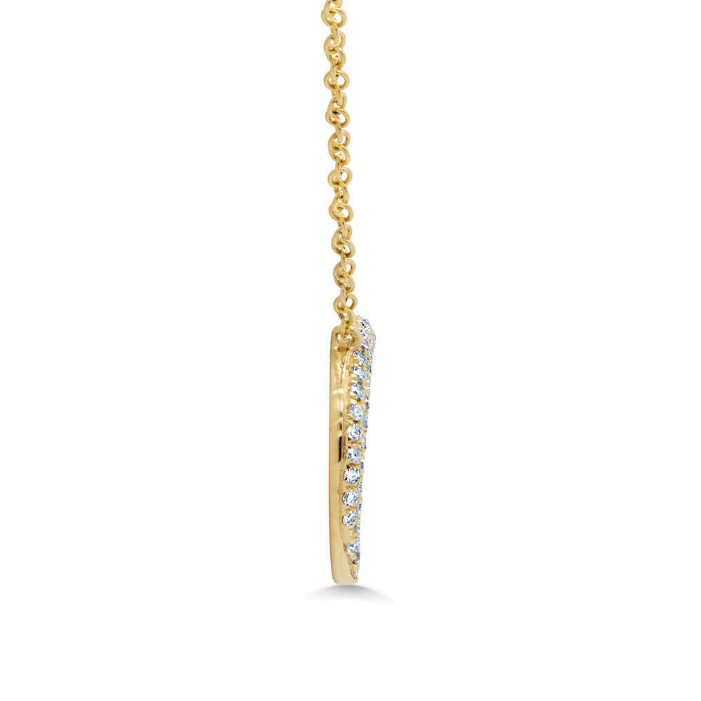 14K Gold 0.20 CT Diamond Crescent Moon Pendant Necklace Women's Pave Round Cut