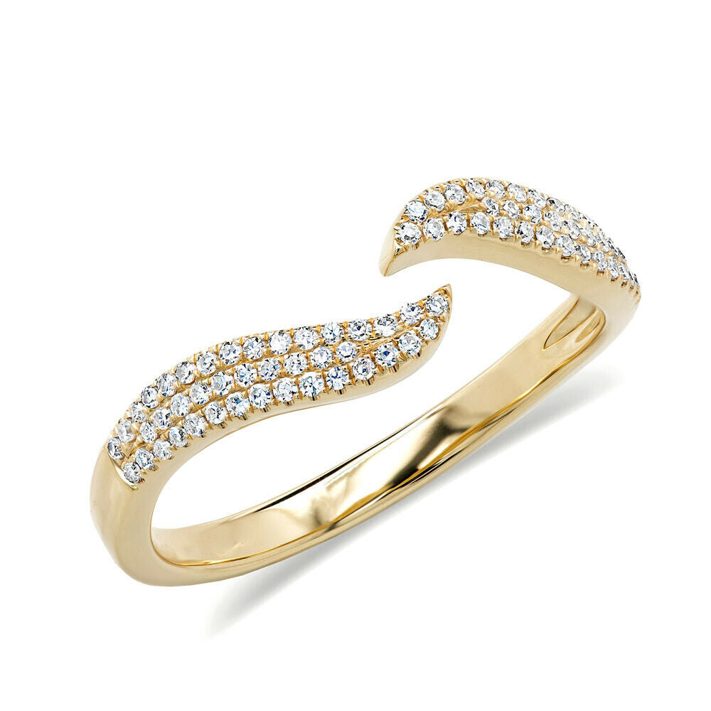 14K Gold 0.17CT Diamond Claw Ring Round Pave Open Minimalist Natural