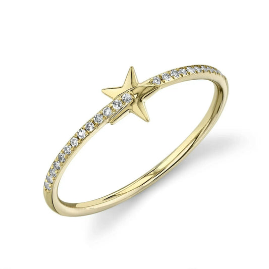 14K Gold 0.08 CT Diamond Star Ring Round Cut Natural Statement Fashion