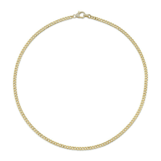 14K Gold 0.27CT Womens Diamond Cuban Link Chain Necklace Lobster