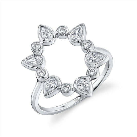 14K Gold 0.59 CT Diamond Open Halo Pear Cut Cocktail Ring Women's Natural