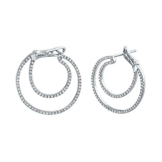 14K Gold 0.51 CT Diamond Crescent Earring Round Cut Natural Drop Circle