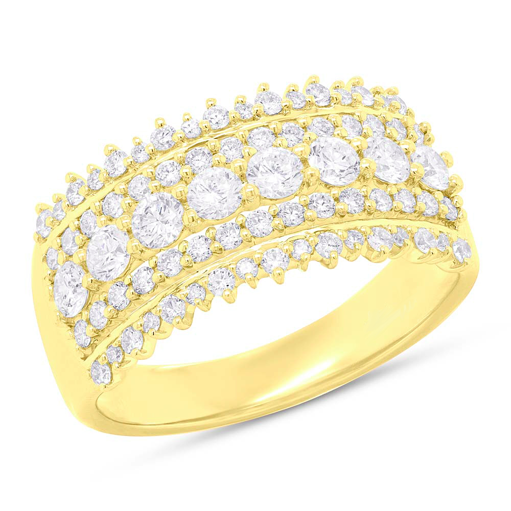 14K Gold 1.00 CT Diamond Band Wide Ring Cocktail Natural Round Statement
