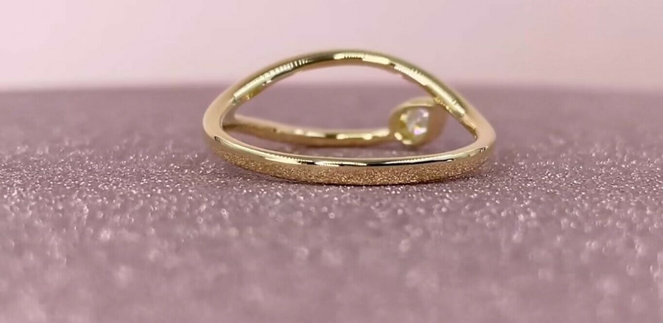 14K Gold 0.08 CT Pear Diamond Ring Statement Cocktail Right Hand Womens Unique