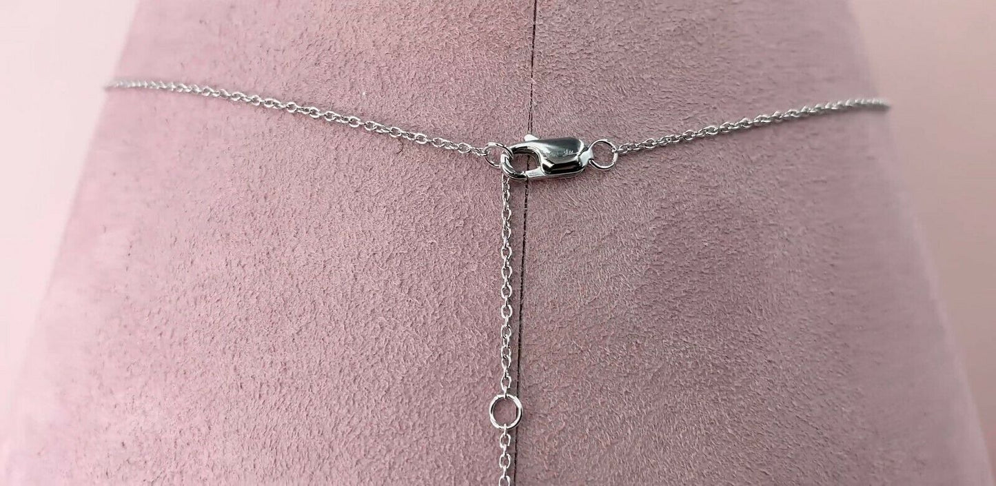 14K Gold 0.23 CT Emerald Cut Diamond Solitaire Pendant Necklace Bezel Set Natural