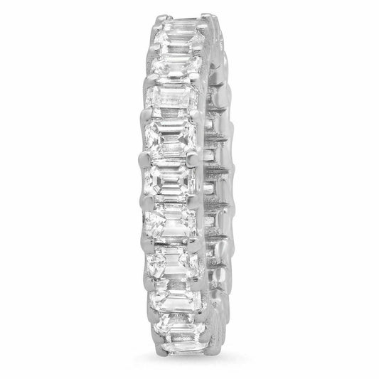 18K Gold 4.39 CT Emerald Cut Diamond Eternity Ring Natural Anniversary