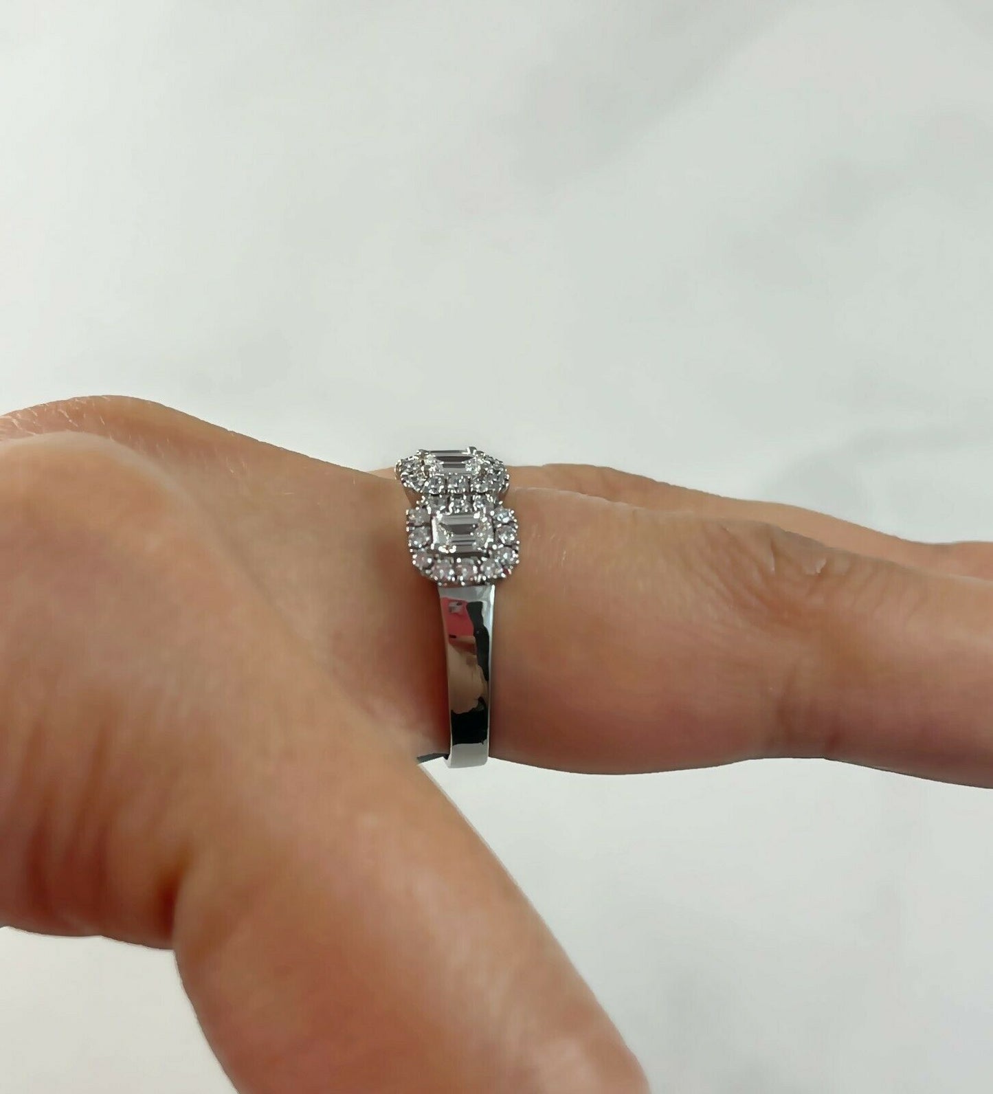 14K Gold 1.06 CT Emerald Cut Diamond Ring Engagement Anniversary Half Eternity