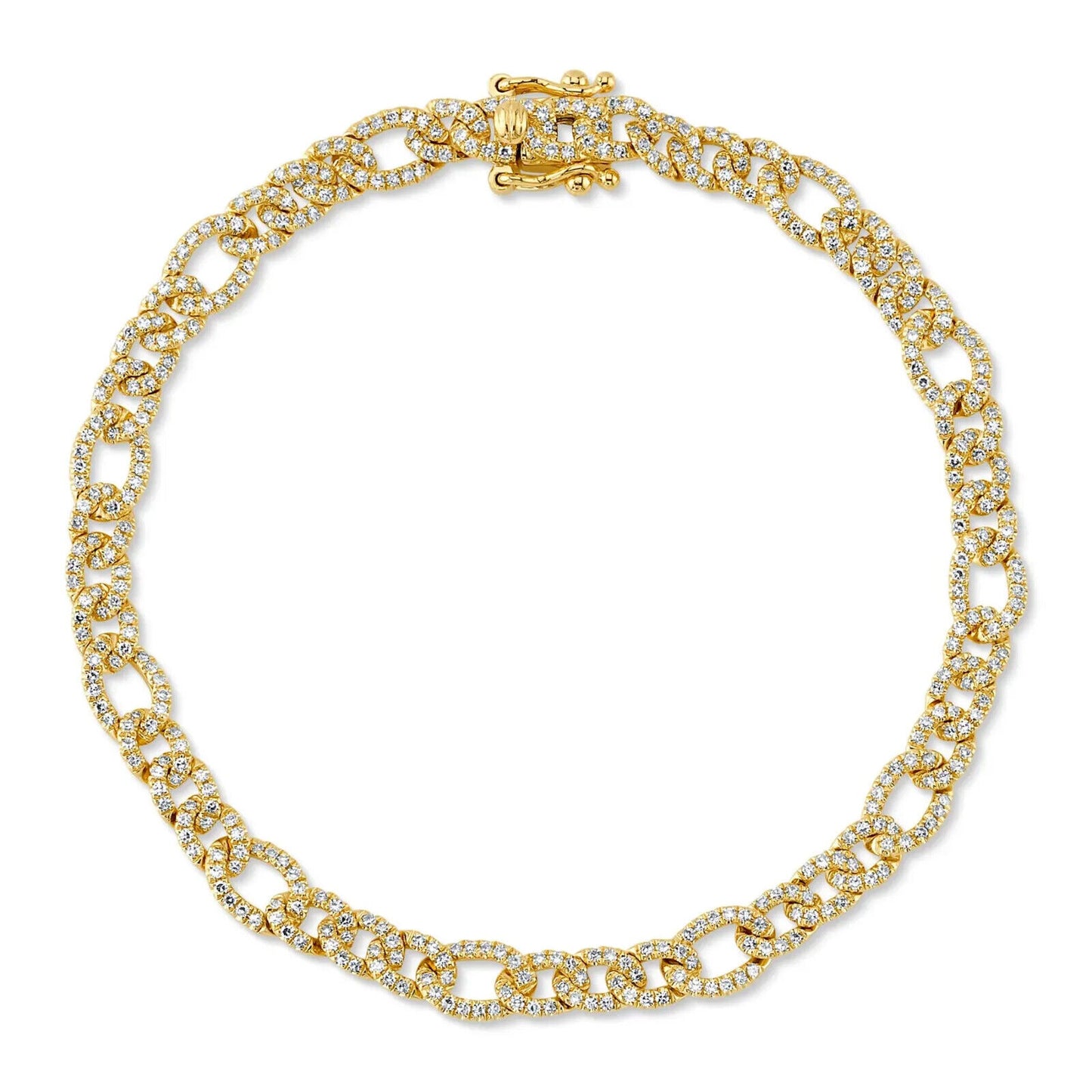 14K Gold Diamond Figaro Link Bracelet 1.07 CTW