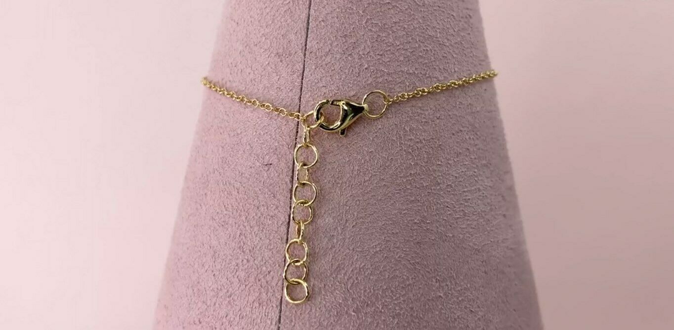 14K Gold 0.03 CT Love Diamond Lock Heart Bracelet Charm Natural Round Cut