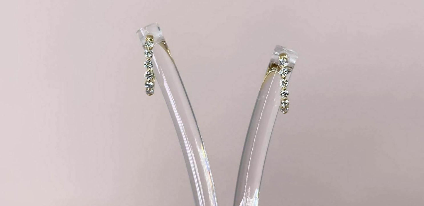 14K Gold 0.26CT Diamond Oval Huggie Earrings Bezel Set Round Cut Natural