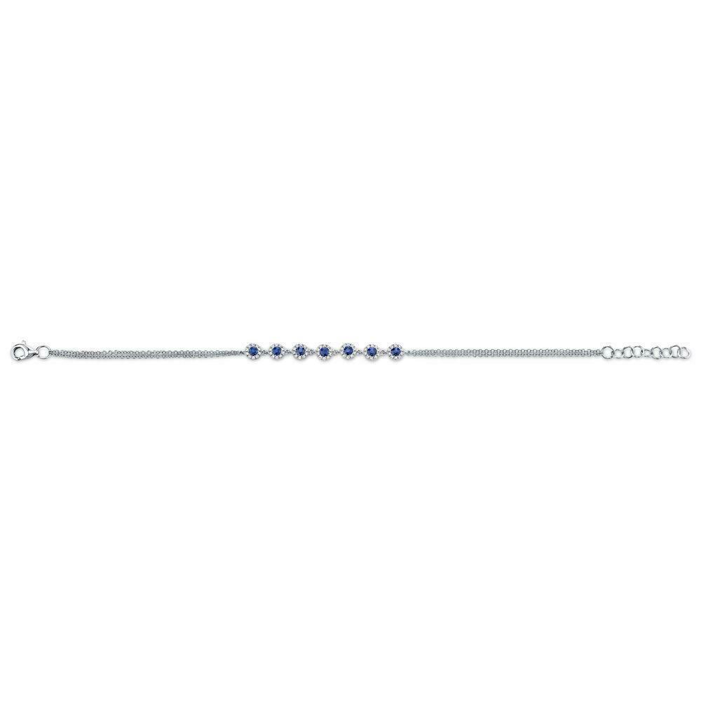 14K Gold 0.53 CT Blue Sapphire Diamond Bracelet Tennis Multi Strand Chain Natural